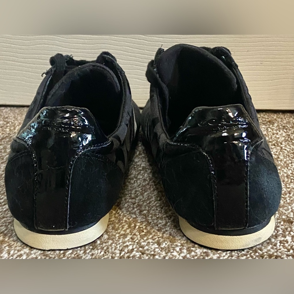 COACH Kourtney Signature Canvas Black Suede Fashion Sneakers - Sz 11B - Picture 5 of 6